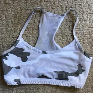 Carbon 38 army print sports bra